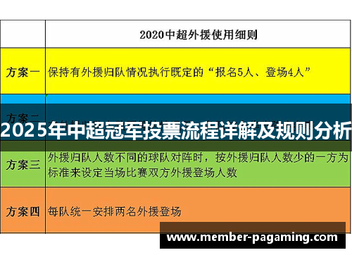 2025年中超冠军投票流程详解及规则分析