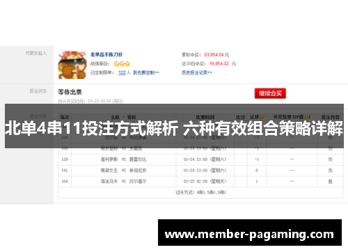 北单4串11投注方式解析 六种有效组合策略详解
